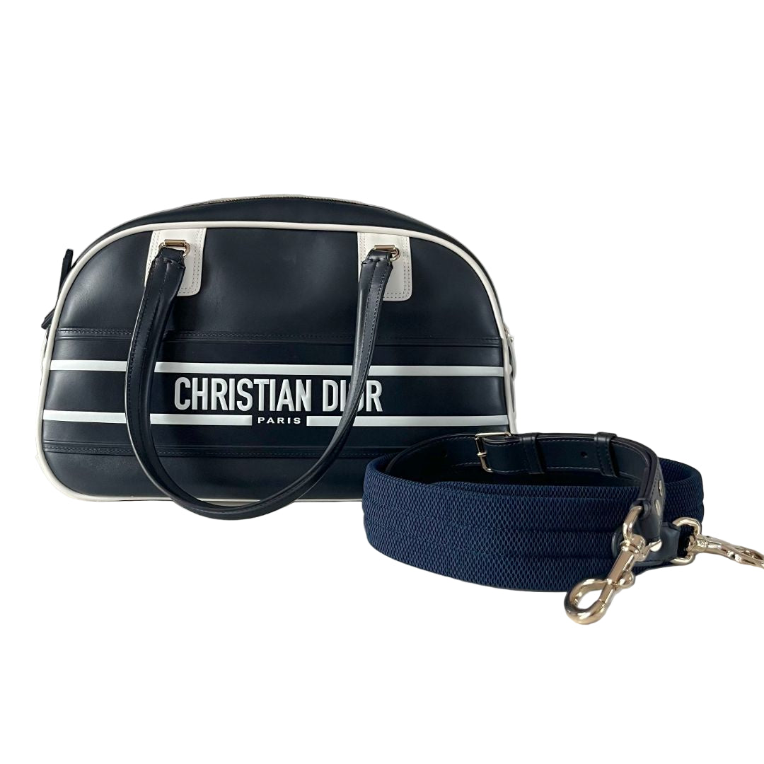 Christian Dior Navy Vibe Bowling Bag Leather Medium - BOPF