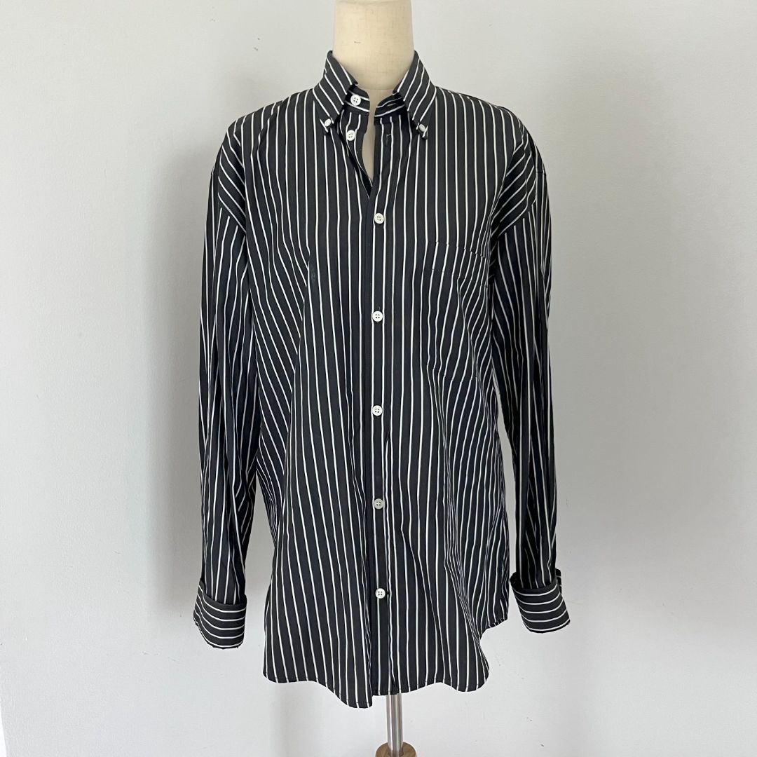 Balenciaga black and white striped shirt with logo on the back