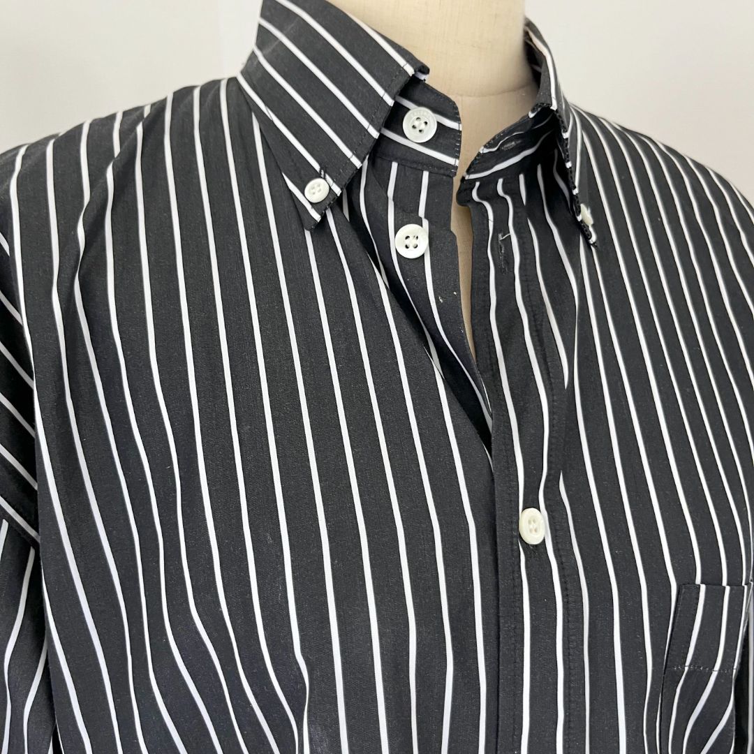 Balenciaga black and white striped shirt with logo on the back