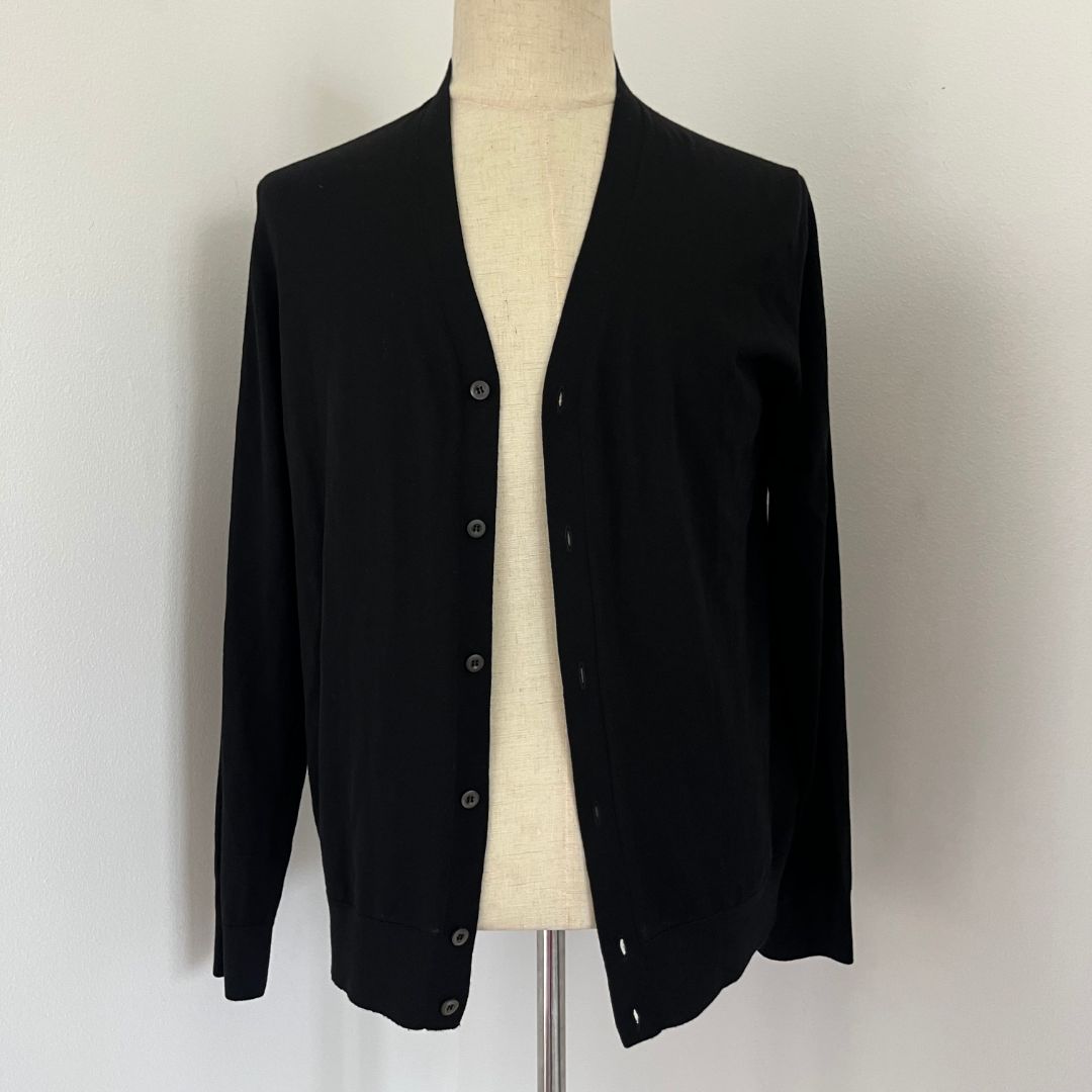 Prada Black Knit Button Up Mens Cardigan