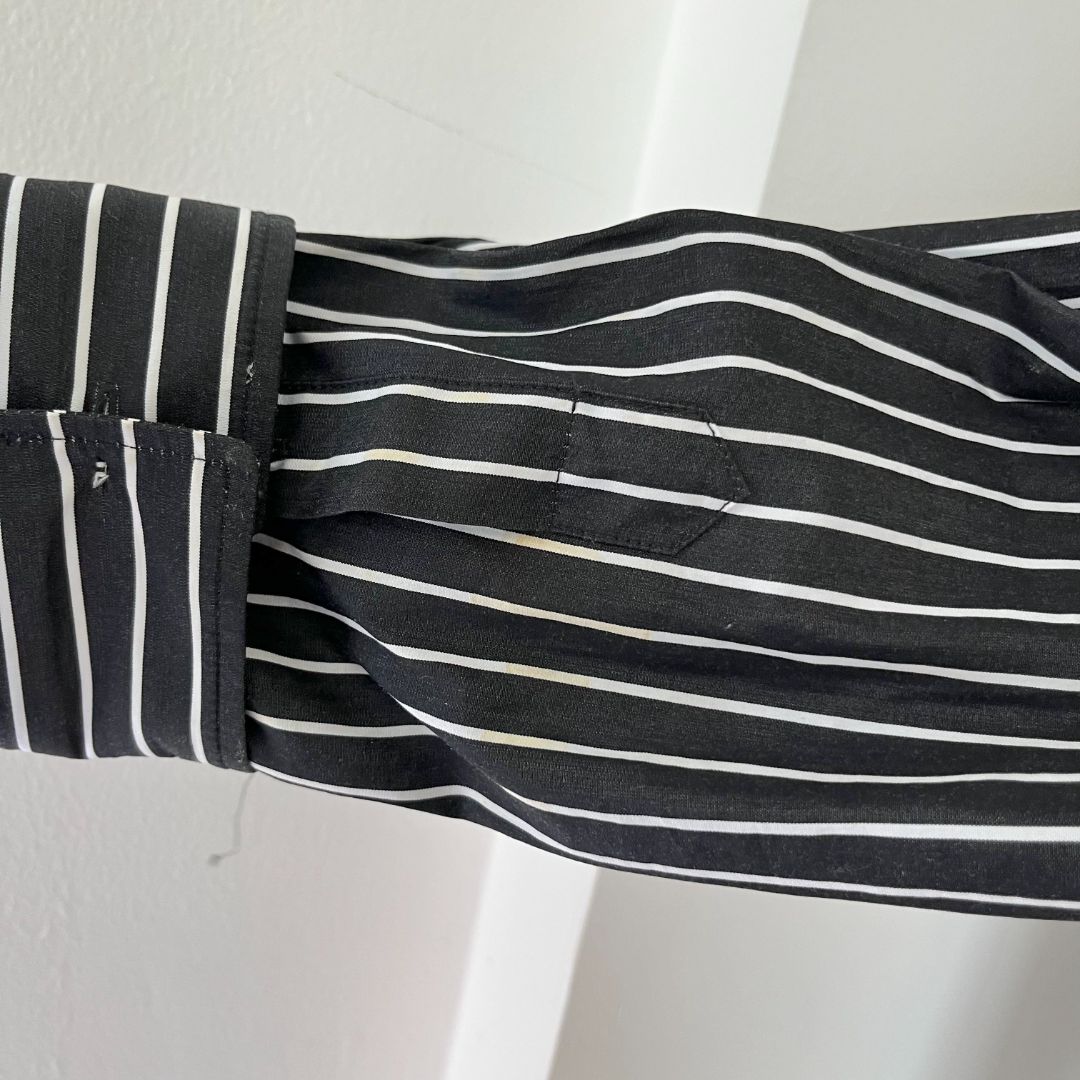 Balenciaga black and white striped shirt with logo on the back