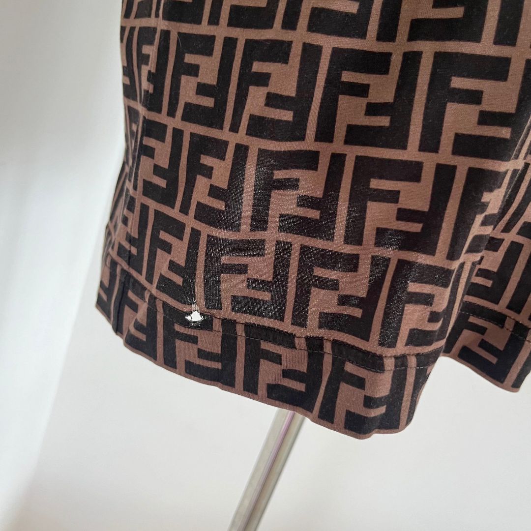 Fendi brown zucca print cotton men's t shirt