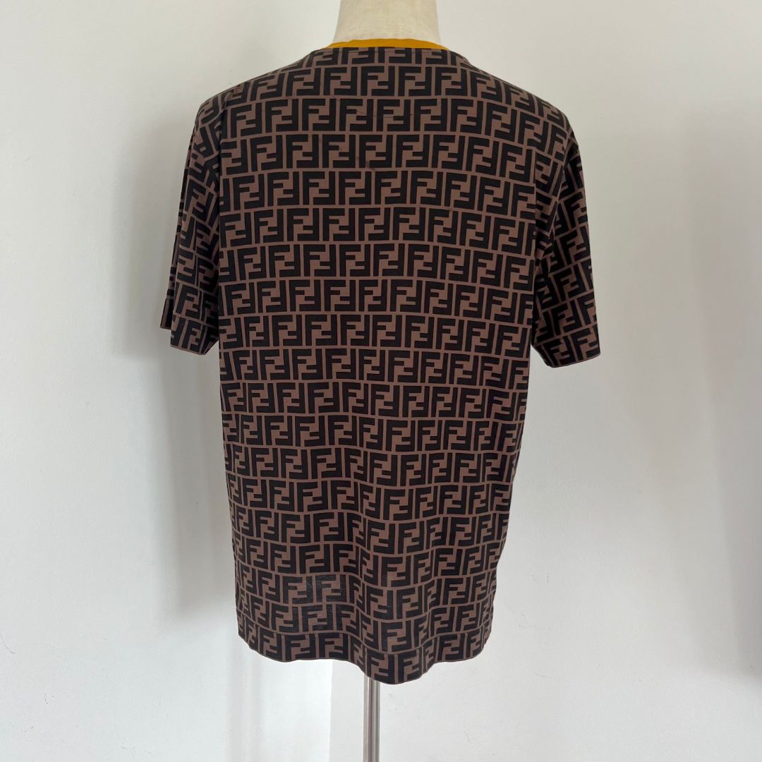 Fendi brown zucca print cotton men's t shirt
