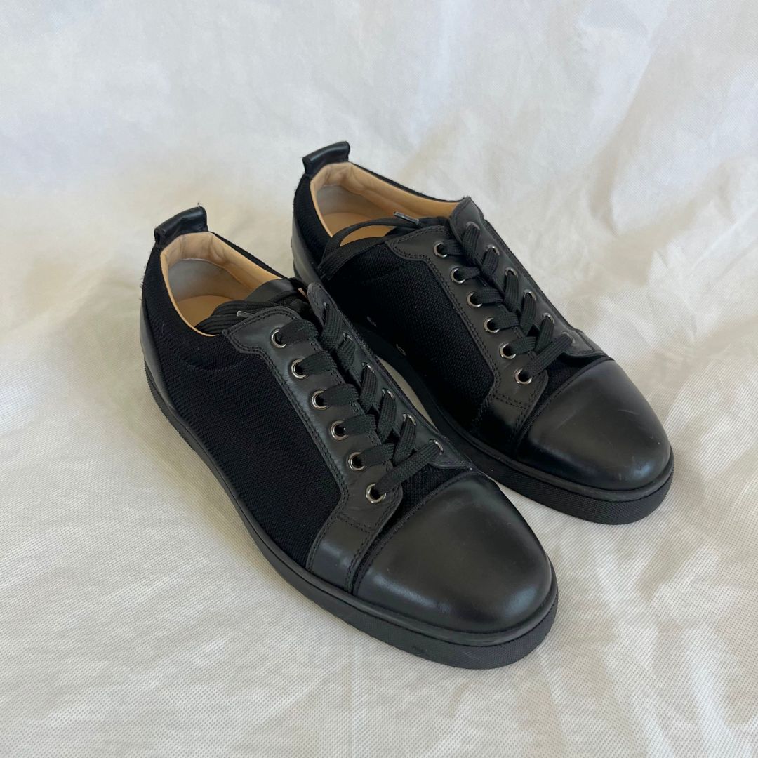 Christian Louboutin Rantulow Leather Canvas Black Sneakers, 42
