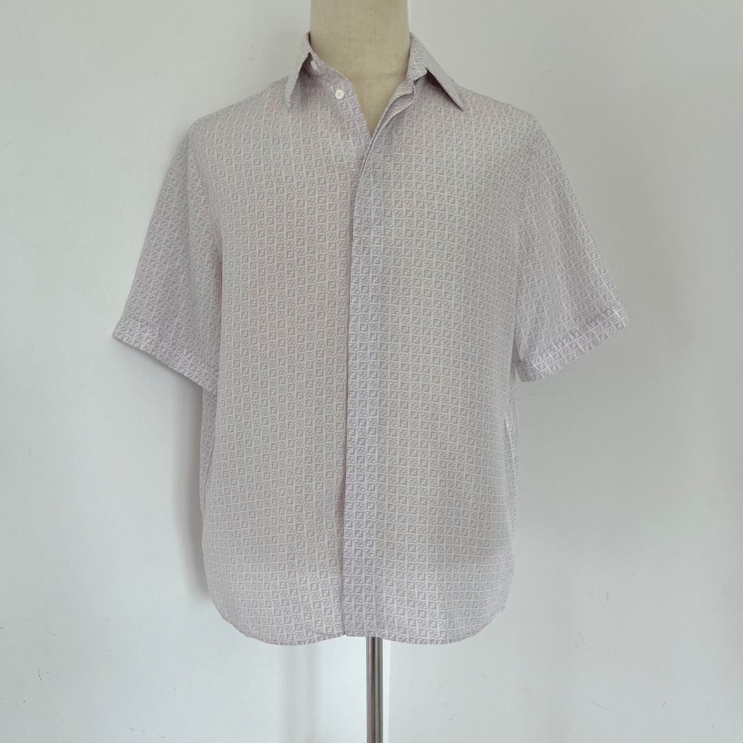 Fendi Grey Silk Men's Shirt