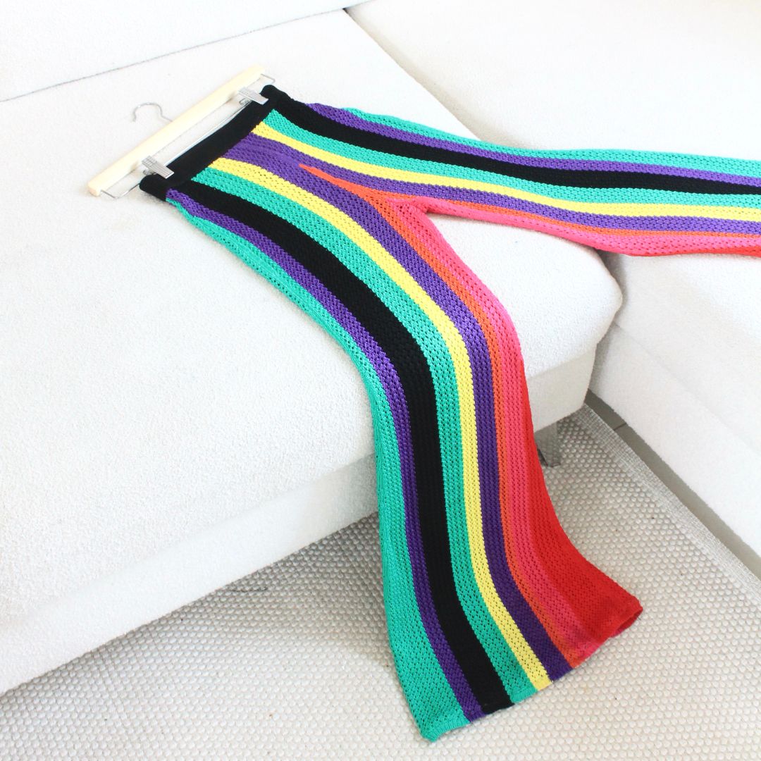 Balmain multicolor knitted long flare trousers