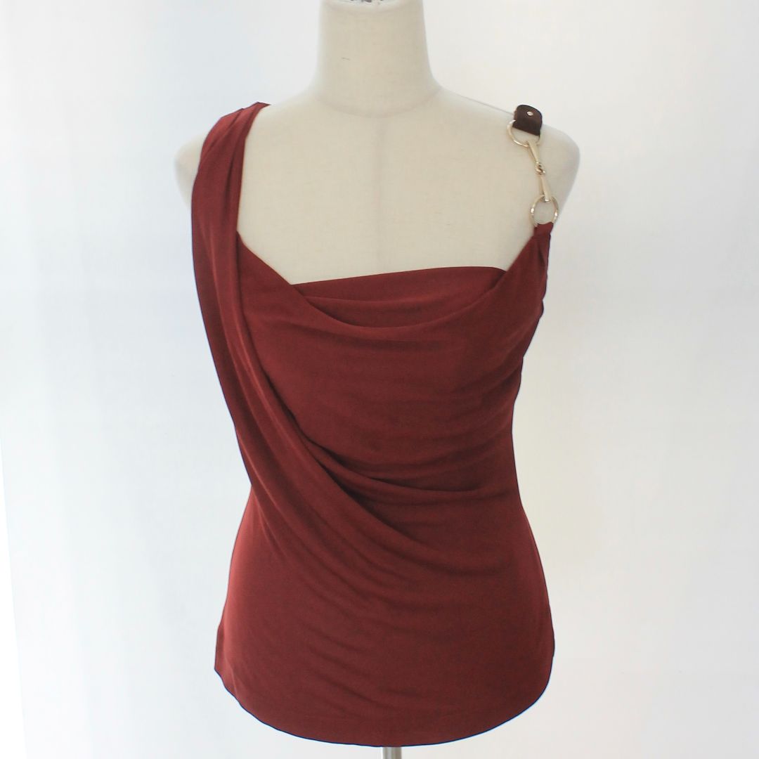 Gucci Burgundy Horsebit Detail Blouse