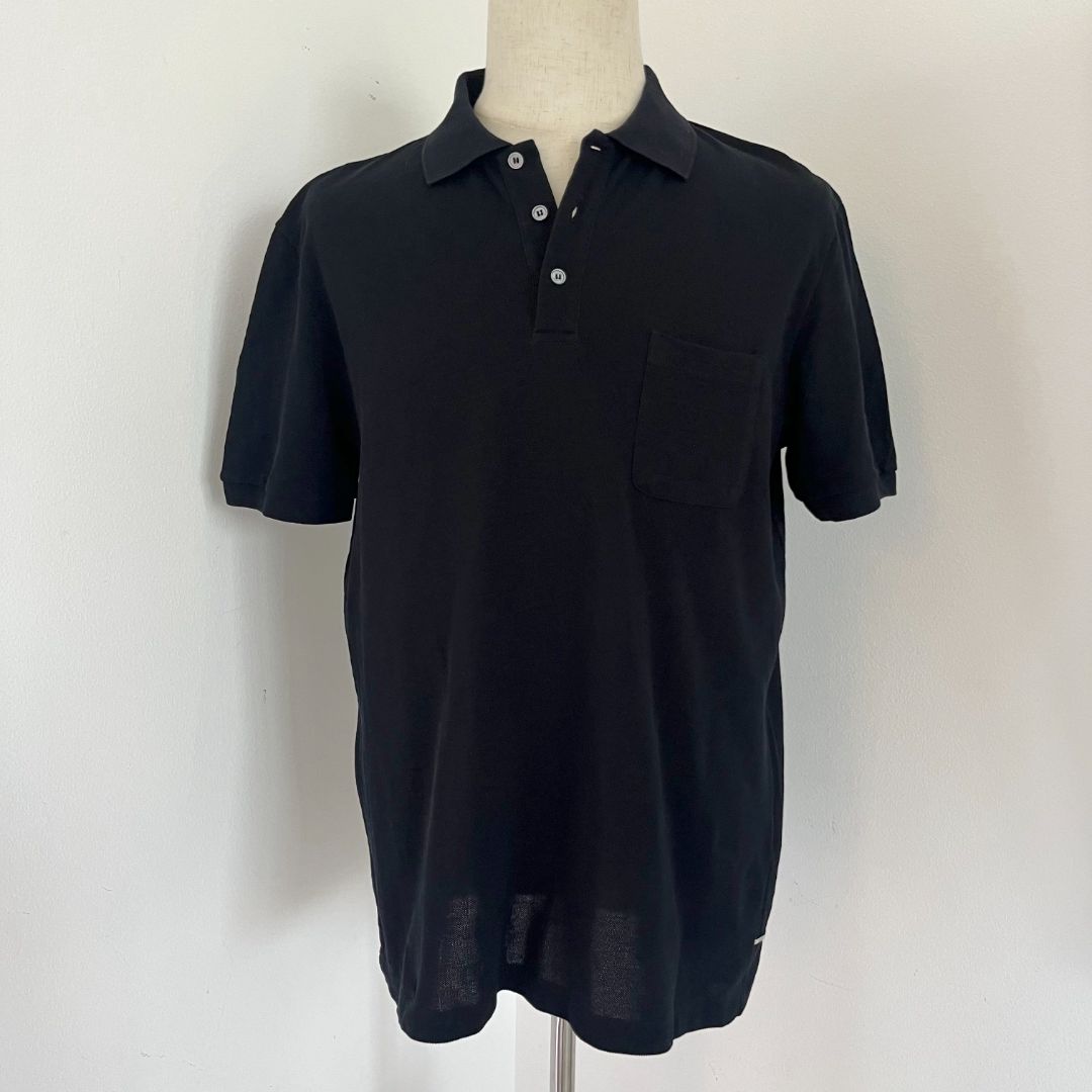 Louis Vuitton black damier cotton men's polo shirt