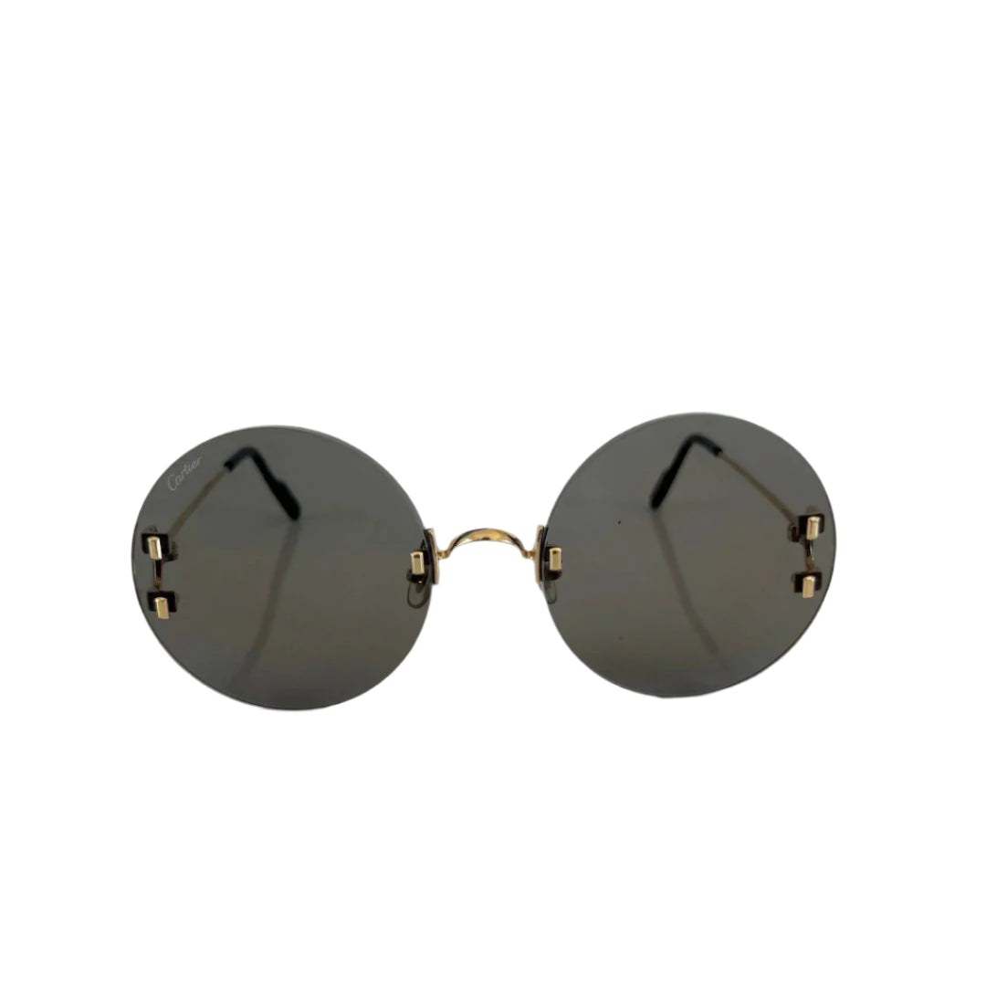 Cartier Madison Round Rimless Black Sunglasses