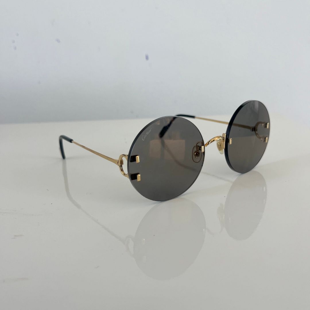 Cartier Madison Round Rimless Black Sunglasses