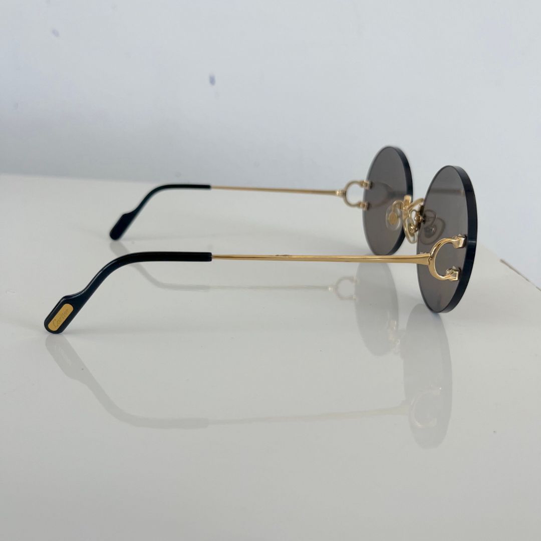 Cartier Madison Round Rimless Black Sunglasses