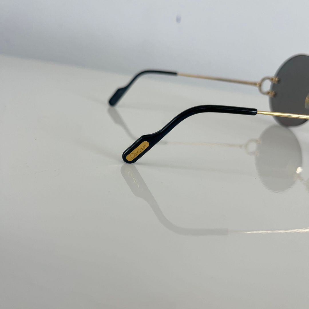 Cartier Madison Round Rimless Black Sunglasses