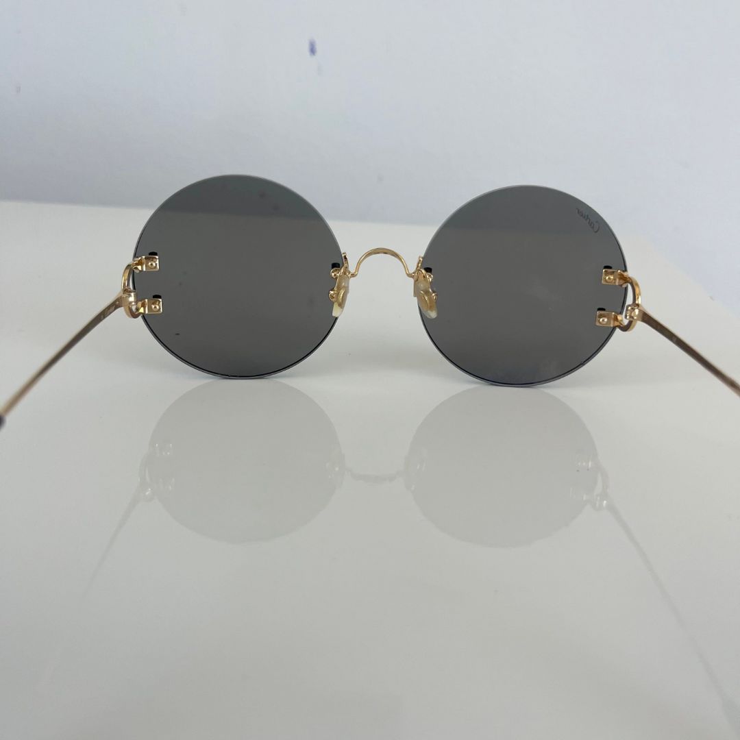 Cartier Madison Round Rimless Black Sunglasses
