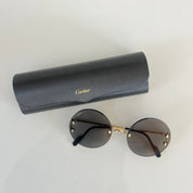 Cartier Madison Round Rimless Black Sunglasses