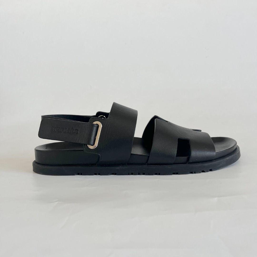 Hermès black leather slingback leather sandal, size 43