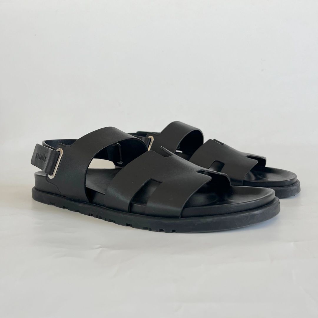 Hermès black leather Takara leather sandal, size 43