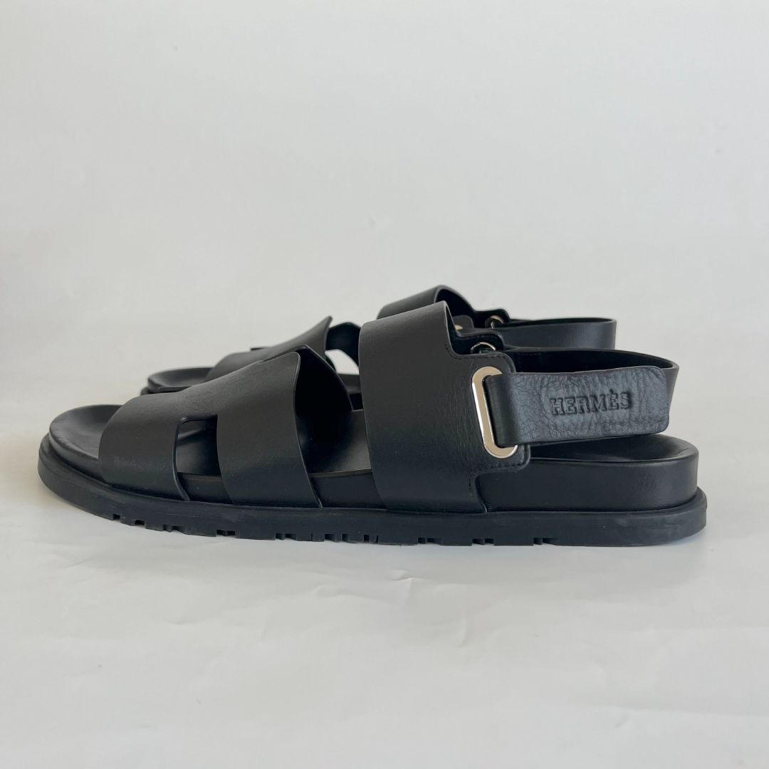 Hermès black leather Takara leather sandal, size 43