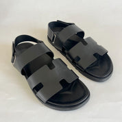Hermès black leather Takara leather sandal, size 43