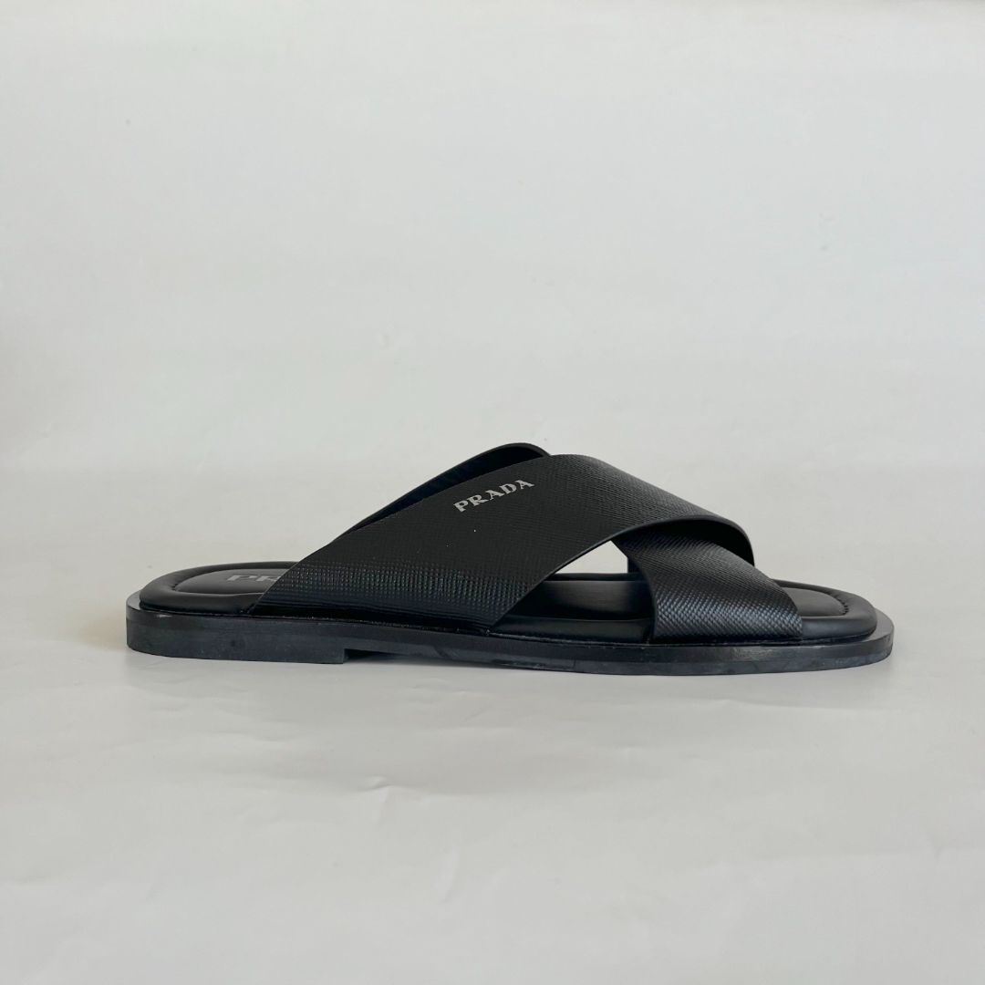 Prada Saffiano Cuir Leather sandals, UK8.5