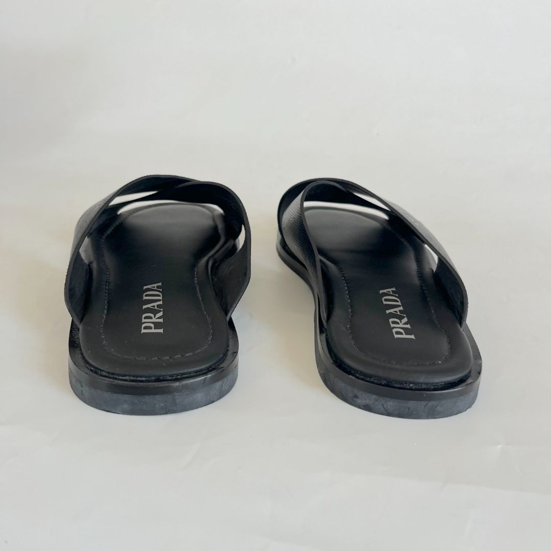 Prada Saffiano Cuir Leather sandals, UK8.5