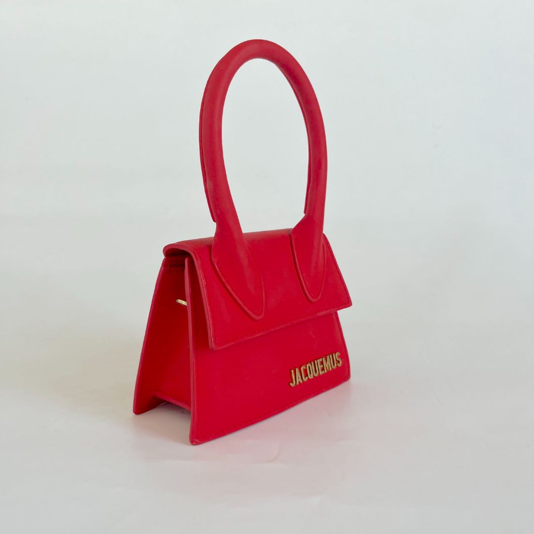 Jacquemus Red Leather Mini Le Chiquito Top Handle Bag
