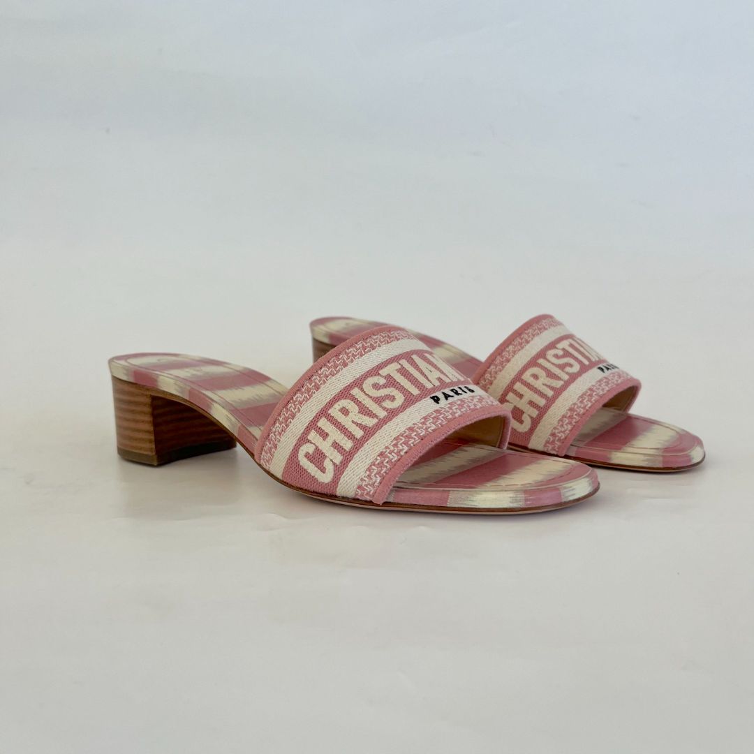 Dway Heeled Sandal Pink-Tone Cotton Embroidered, 37
