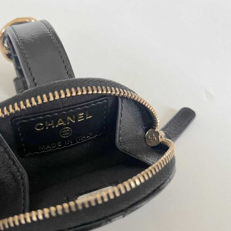 Chanel 2020 Coin Purse Bracelet Wrist Wallet in black leather