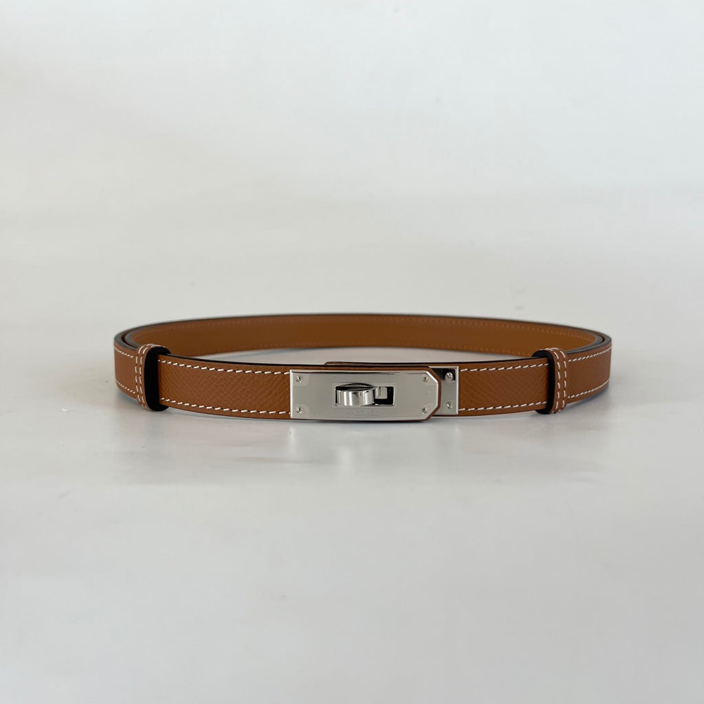 Hermès Kelly 18 belt white epsom with gold hardware - BOPF