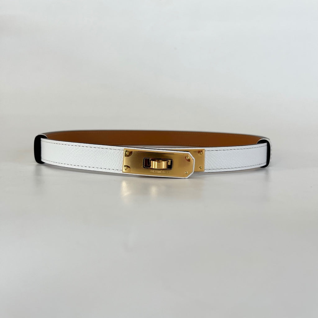 Hermes Etoupe Epsom Leather Gold Finish Hardware Kelly 18 Belt Hermes