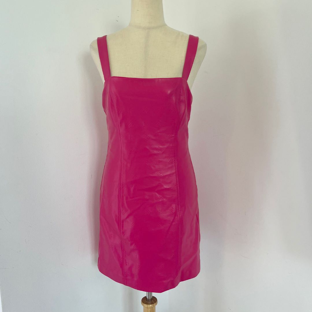 green emerald velvet dress Hot Pink Faux Leather Tiered Mini Dress – Aquarius Brand