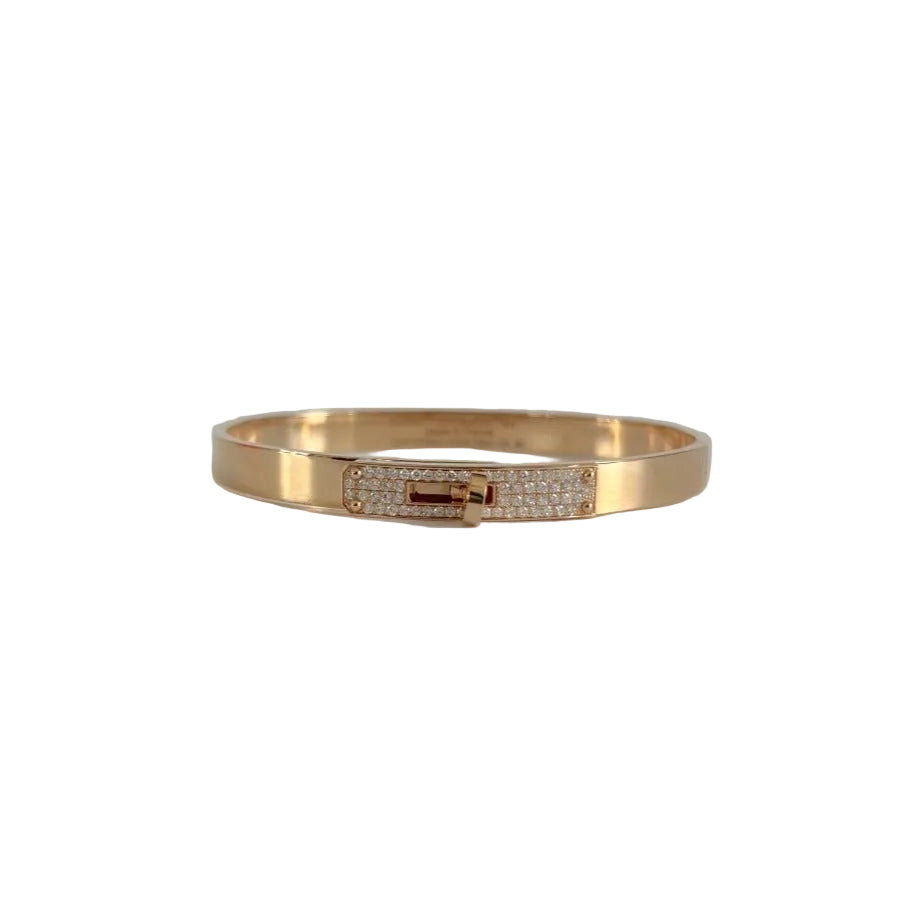 Hermes 18K Rose Gold w/61 Diamonds Kelly Bracelet