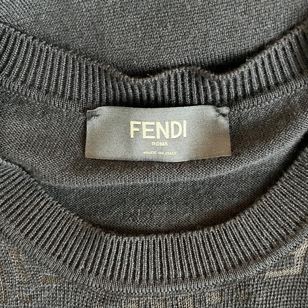 Fendi Black Logo Wool Sweater