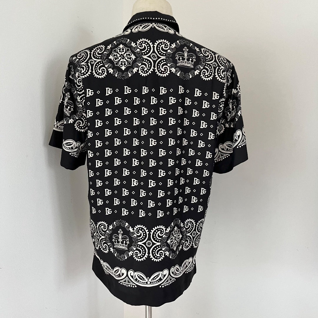Dolce & Gabbana Men's Black Hawaii Shirt In Bandana Print