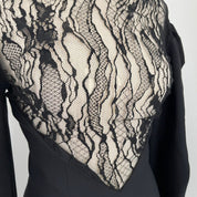 Saint Laurent Black Long Sleeve Lace Wool Dress
