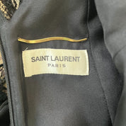 Saint Laurent Black Long Sleeve Lace Wool Dress