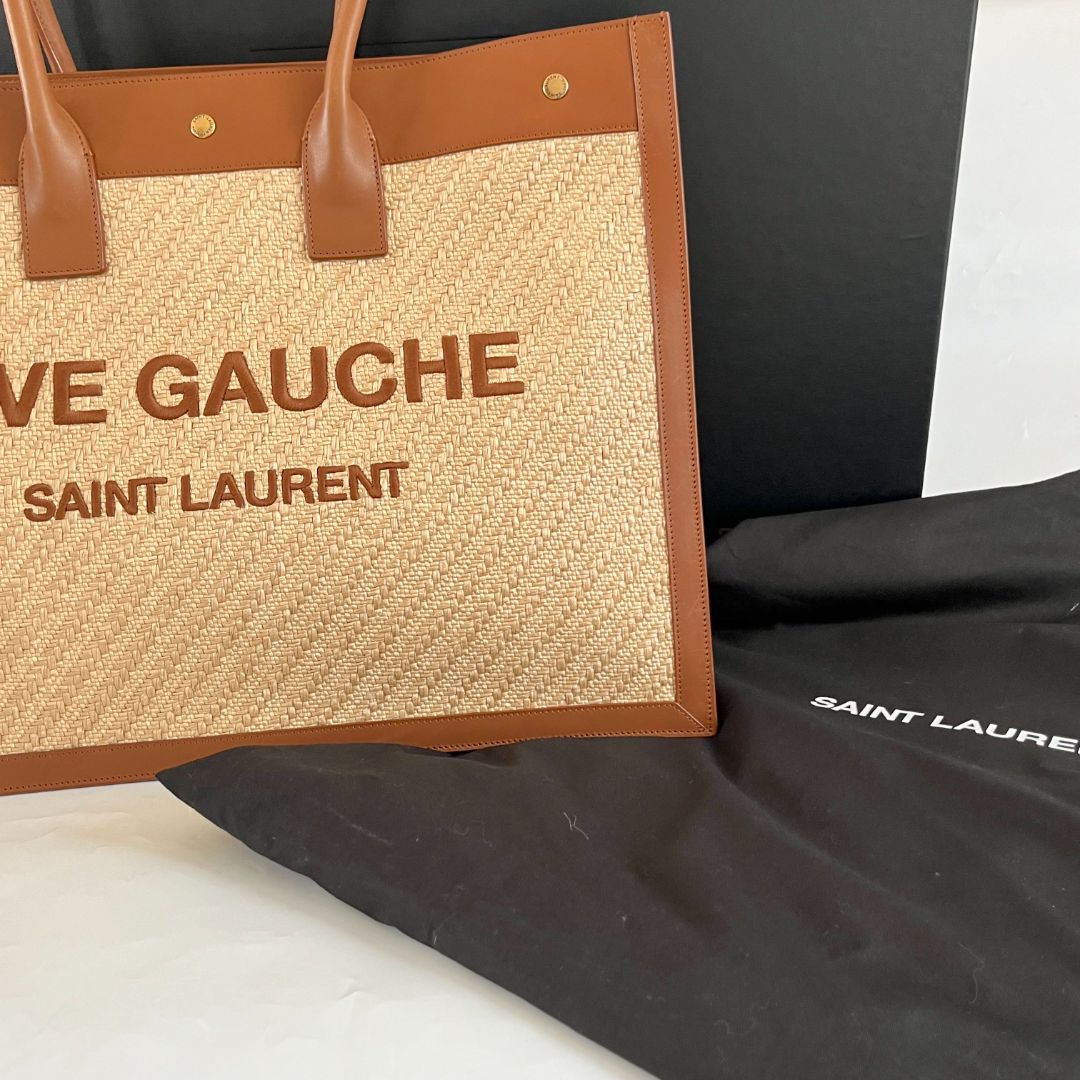 Saint Laurent Rive Gauche Logo-print Herringbone-twill Tote Bag - ShopStyle