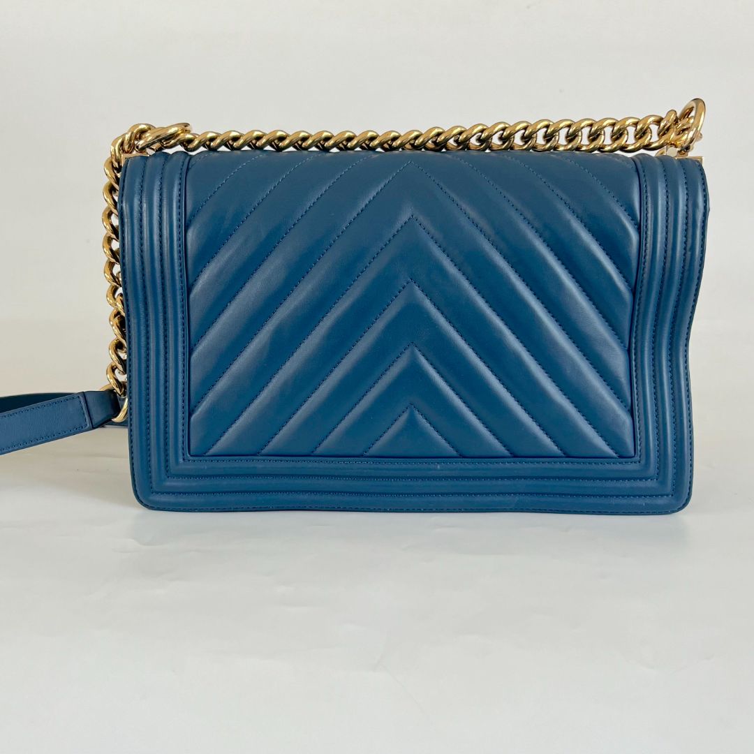 Valentino Blue Leather Medium Rockstud Glam Lock Flap Bag - BOPF