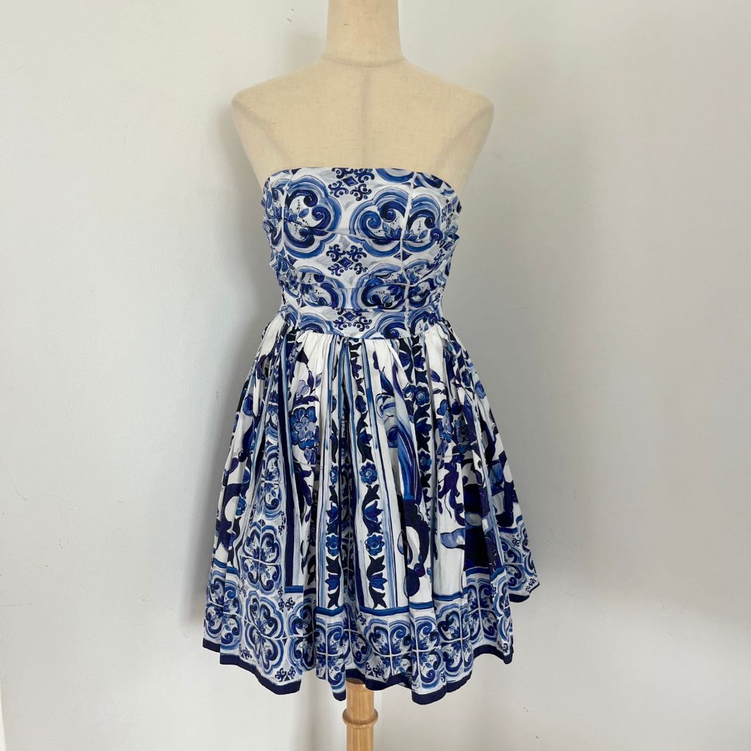 Dolce & Gabbana Majolica-print bandeau minidress