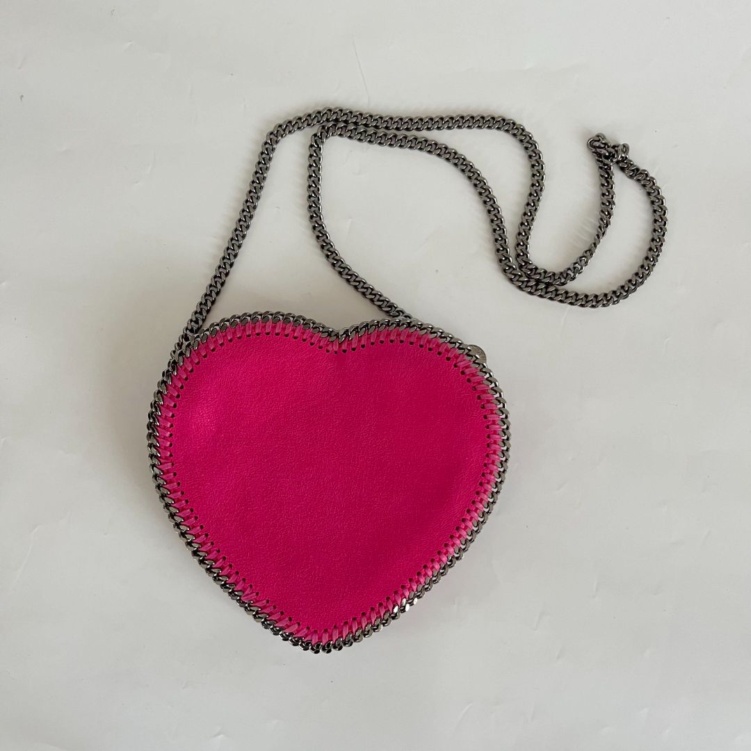 Stella McCartney heart shaped faux leather pink crossbody bag