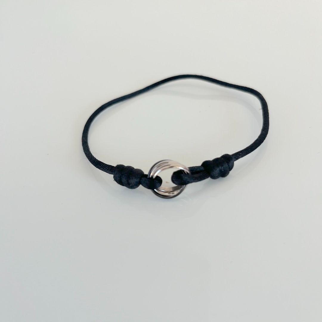 Cartier Trinity De Cartier Black Ceramic 18k White Gold Adjustable Cord Bracelet
