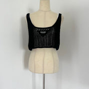 Prada black openwork crop top