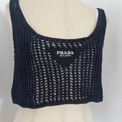 Prada black openwork crop top