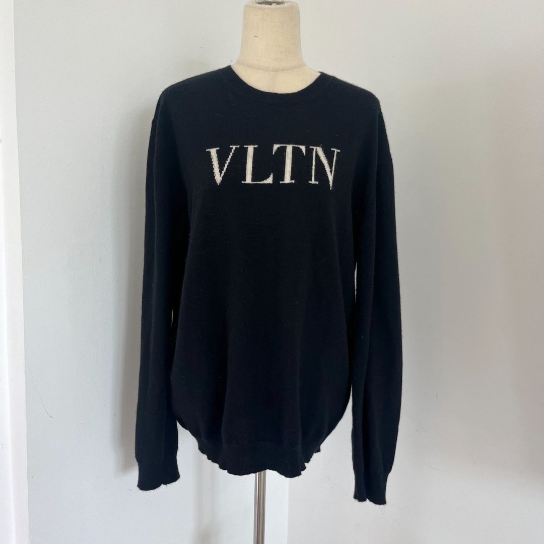 Valentino black long sleeve VLTN wool sweater