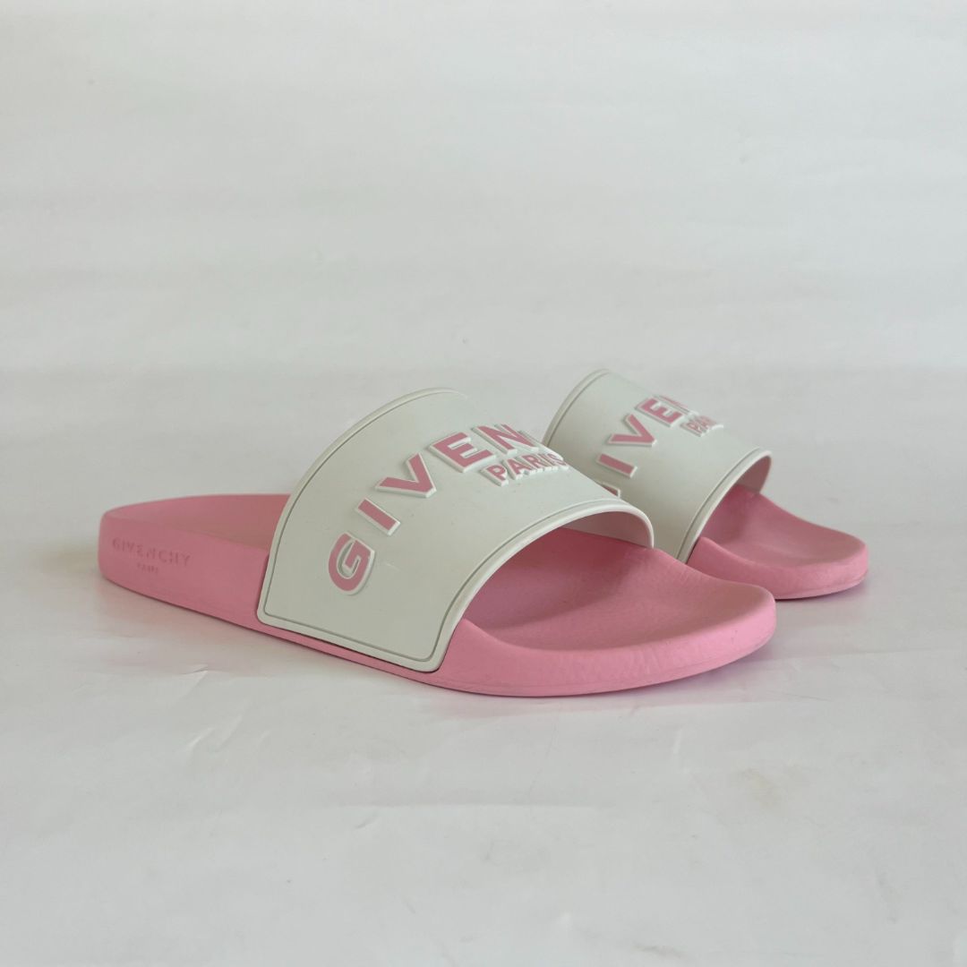 Givenchy Rubber Logo Pool Slide Sandals Candy Pink, 39