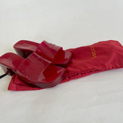 Gucci red rubber heeled logo embossed sandals, 39