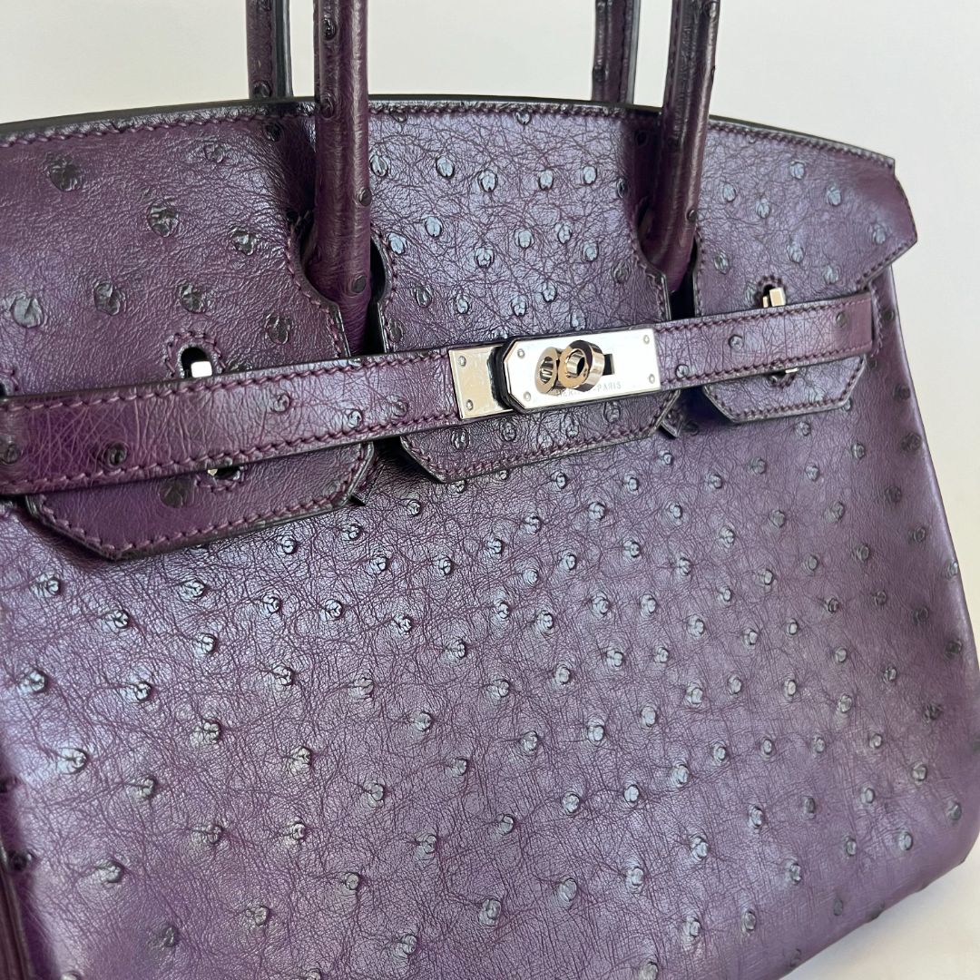 Hermès 30 Birkin Violet Ostrich Shoulder Bag - BOPF