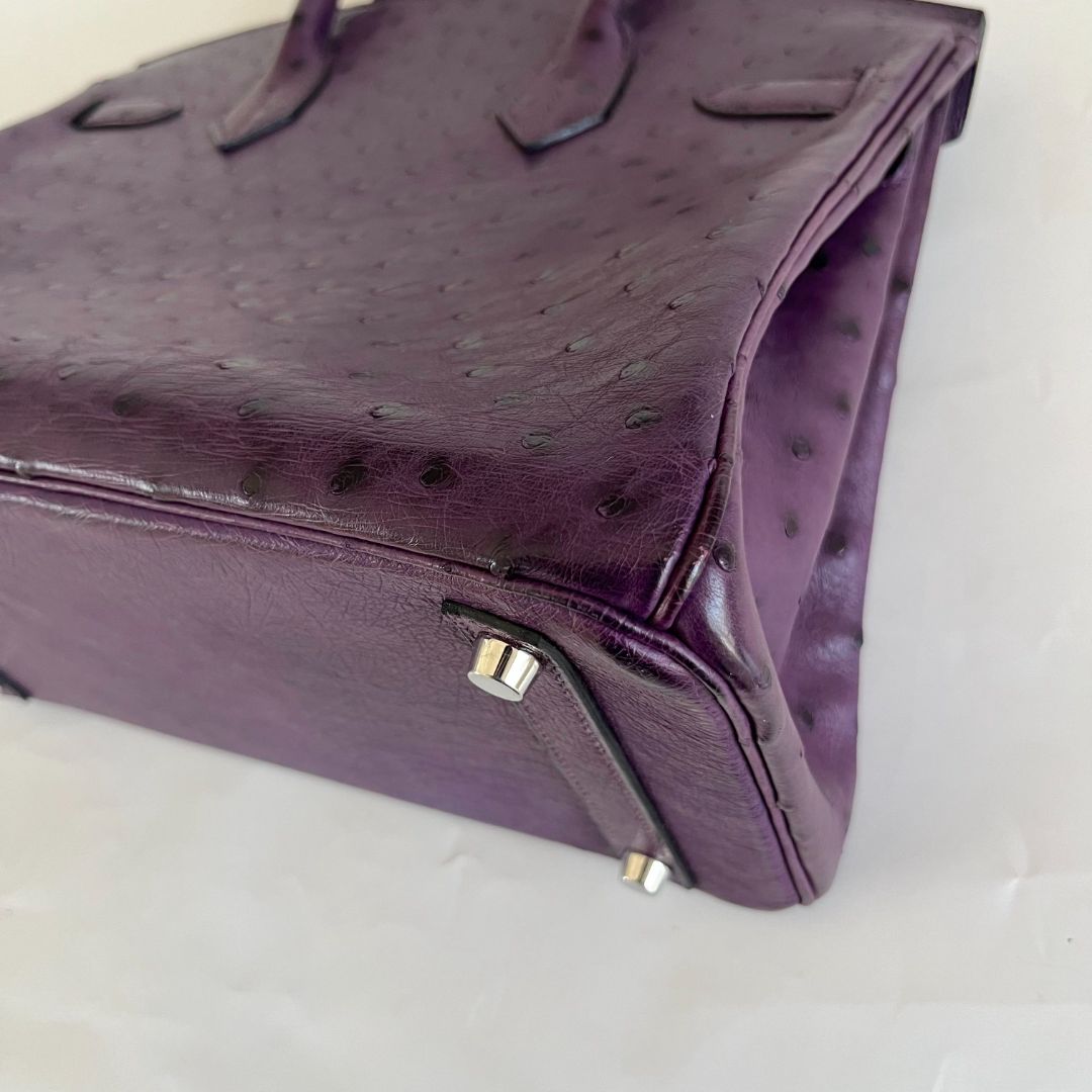 Hermès 30 Birkin Violet Ostrich Shoulder Bag - BOPF