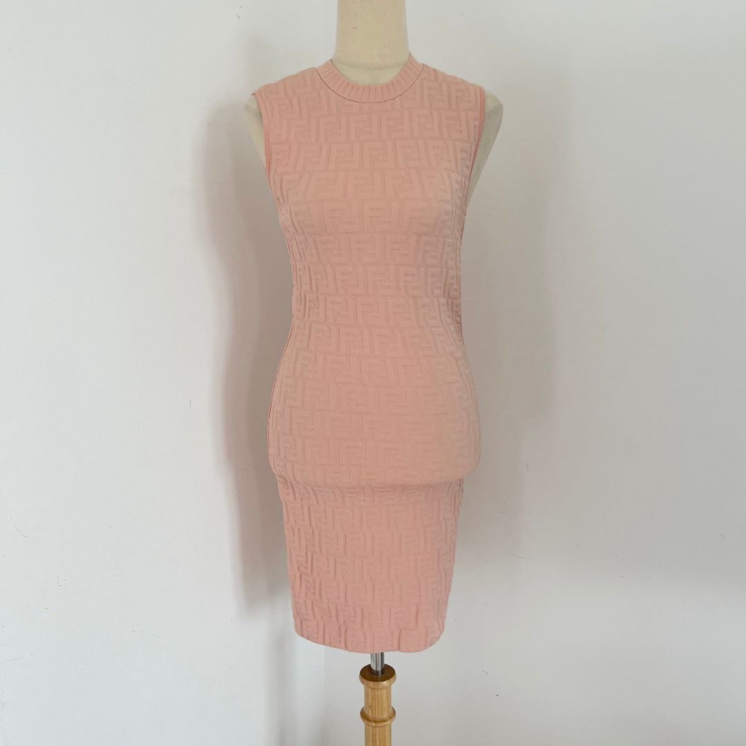 Fendi FF Embossed Sleeveless Midi Dress