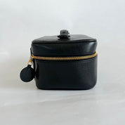 Chanel Black Caviar Leather Vanity Vintage Top Handle Bag
