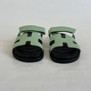 Hermès Chypre Vert Jade Epsom Leather Sandals, 37